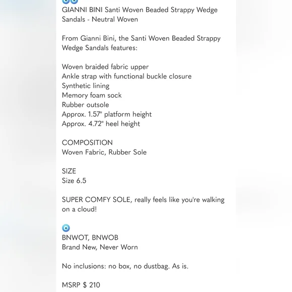 NWOT Gianni Bini Tan Wedge Espadrilles with Woven Braided Straps And Beaded - Picture 9 of 9